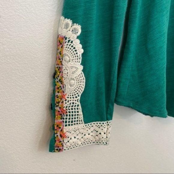 Anthropologie Little Yellow Button Top Green Long Sleeve - Picture 2 of 9